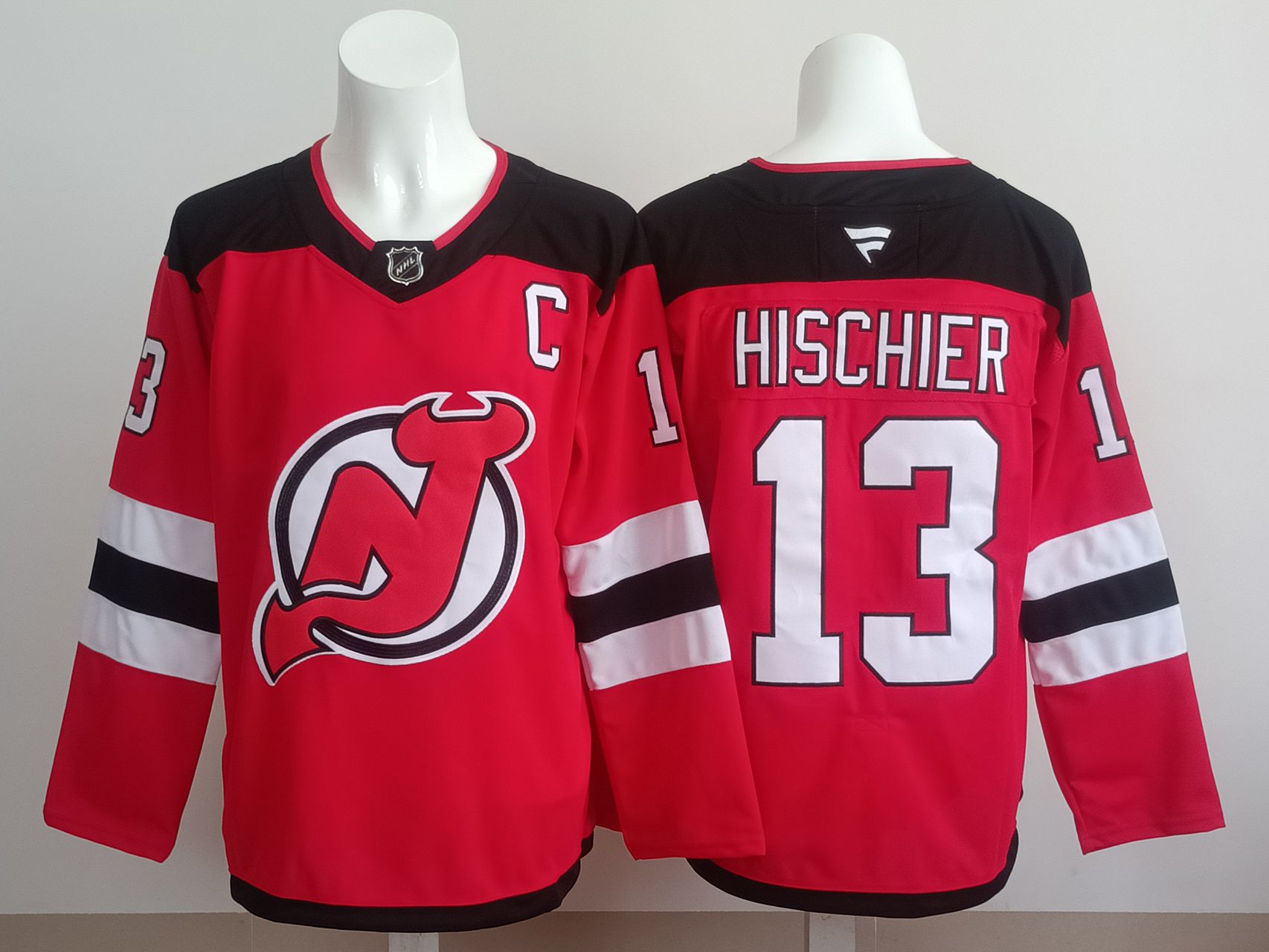 Men 2025 New Jersey Devils #13 Hischier Red NHL Jersey style 01->new jersey devils->NHL Jersey
